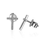 Sparkling Cross Stud Earrings With White Austrian Element Crystal