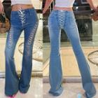 Low-waist Lace-up Flared Jeans
