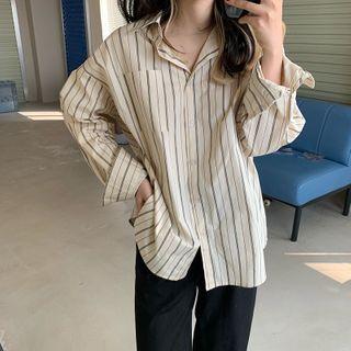 Long-sleeve Striped Shirt Stripe - Almond - One Size