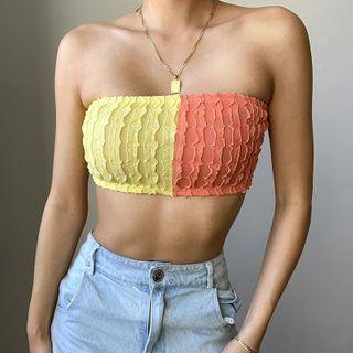Ruffled Two-tone Tube Top