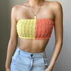 Ruffled Two-tone Tube Top