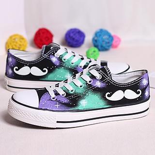 Painted Moustache Canvas Sneakers