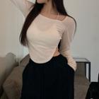 Long-sleeve Round Hem T-shirt / Drawstring Jogger Pants