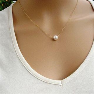 Faux Pearl Necklace C0018 - Gold - One Size