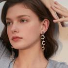 Non-matching Alloy Open Hoop Acrylic Dangle Earring 1 Pair - 925 Silver Stud - Gold - One Size