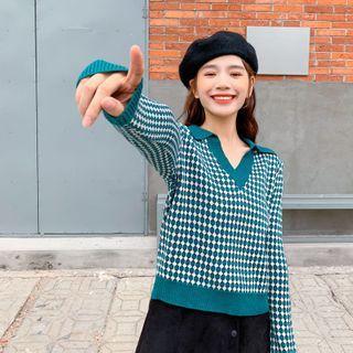Patterned Sweater Bluish Green - One Size