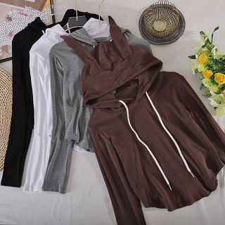 Long-sleeve Rabbit Ear Hooded T-shirt