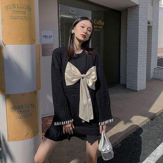 Ribbon Contrast Stitching Sweater
