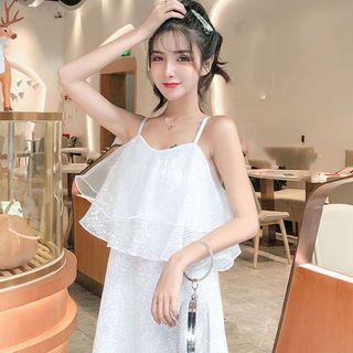 Spaghetti Strap Sequined A-line Dress White - One Size