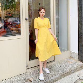 V-neck Long Shirtwaist Dress