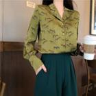 Print Long-sleeve Blouse / Loose-fit Pants