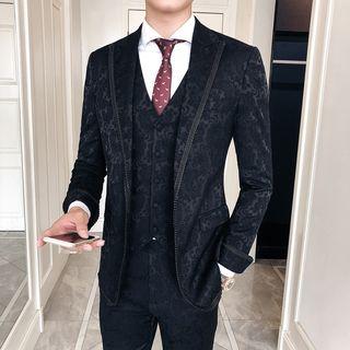 Suit Set: Paisley Blazer + Vest + Dress Pants