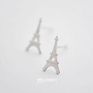 925 Sterling Silver Eiffel Tower Earring 1 Pair - As Shown In Figure - One Size