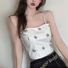 Embellished Faux Leather Cropped Camisole Top