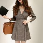 Plaid Double Breasted Coat Dress
