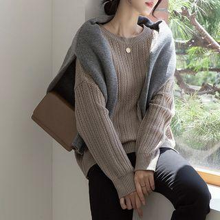 Crewneck Perforated Knit Top