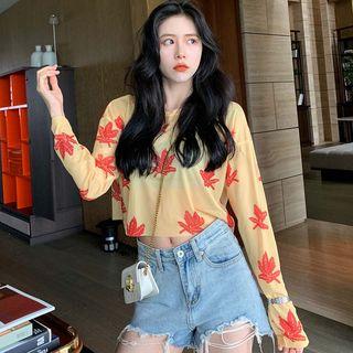 Loose-fit Leaf-print Light Top