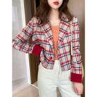 Double-breasted Plaid Crop Jacket
