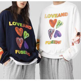 Long-sleeve Heart Printed T-shirt