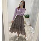 High Waist Agaric Laces Floral Chiffon Skirt