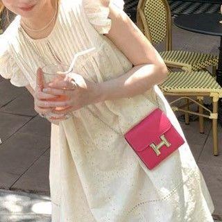 Sleeveless Flower Embroidered Smock Dress