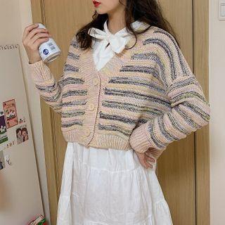 Oversize Melange-knit Cropped Knit Cardigan