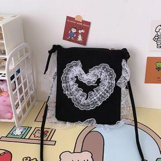 Lace Trim Zip Crossbody Bag
