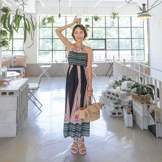 Halter-neck Pattern Long Dress