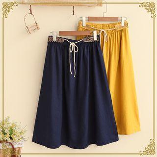 Embroidered Midi A-line Skirt