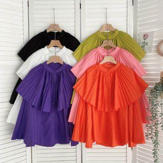 Round-neck Ruffle Long-sleeve Top