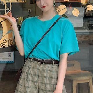 Elbow-sleeve / Long-sleeve Plain T-shirt