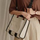 Piped Canvas Crossbody Tote Bag