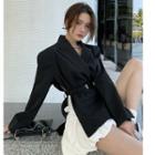 Belted Blazer / Puffy Mini A-line Skirt