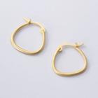 925 Sterling Silver Plain Hoop Earring 1 Pair - Gold - One Size