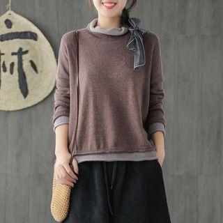 Mock Two-piece Mock Neck Sweater