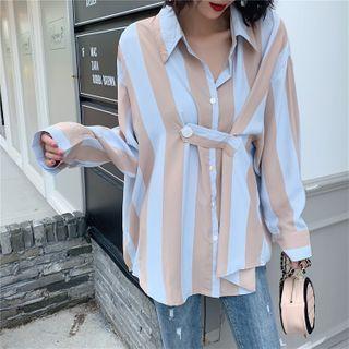 Long-sleeve Striped Shirt Blue & Khaki - One Size