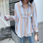 Long-sleeve Striped Shirt Blue & Khaki - One Size