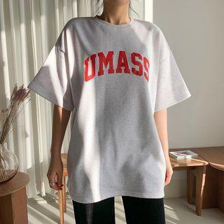 Letter-printed Napped Boxy T-shirt