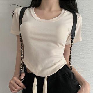 Short Sleeve Plain T-shirt T-shirt - One Size
