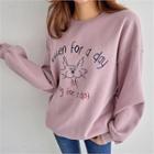 Cat Print Fleece Lined Sweatshirt