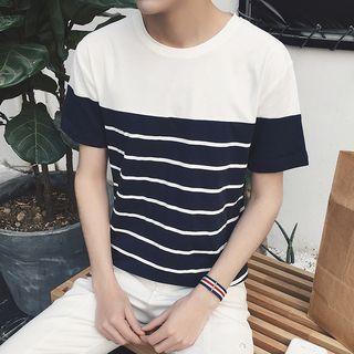 Colour Block Stripe Short-sleeve T-shirt