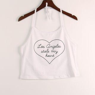 Lettering Cropped Halter Top