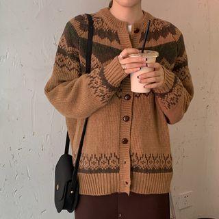 Jacquard Cardigan Khaki - One Size