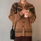 Jacquard Cardigan Khaki - One Size