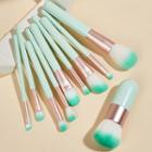 Set Of 10: Makeup Brush 10 Pcs - Green Handle - Brush - Green & White - One Size