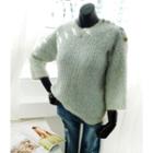 3/4-sleeve Rhinestone-detail Knit Top