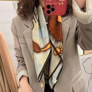 Print Silk Scarf Orange - One Size