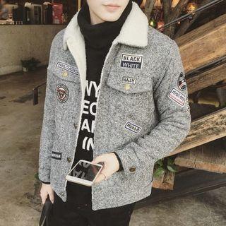 Fleece Collar Applique Jacket