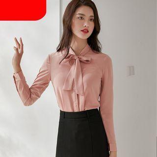 Tie-neck Blouse / A-line Skirt / Dress Pants / Set