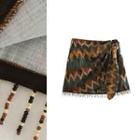 Bow Detail Tassel Printed Mini Skirt